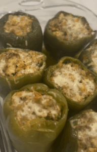 Seafood Stuffed Bell Peppers with Parmesan Cream Sauce